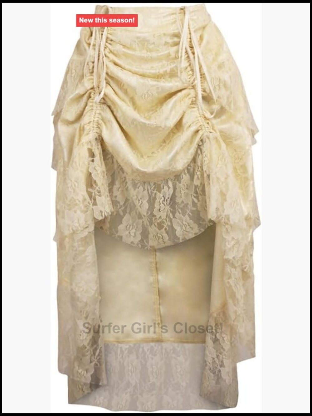 Lace Adjustable High Low Bustle Skirt with Elastic Back